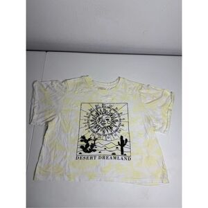 Vtg Vibe N Crop TShirt Sun Moon Stars All Over Print Distressed Size XL